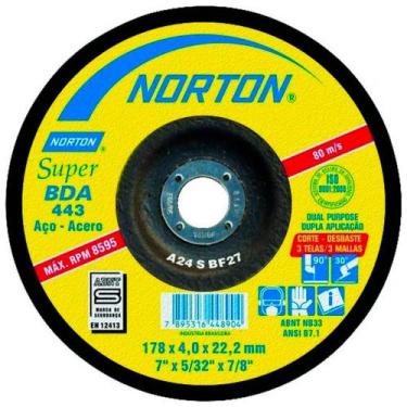 Imagem de Disco de Desbaste para Metal 7" Norton 117,8x4,0x22,23mm - BDA443