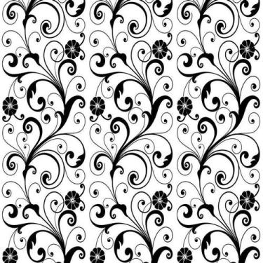 Imagem de Papel Parede Flores Preto Branco Adesivo Quarto Casal Sala - LRP