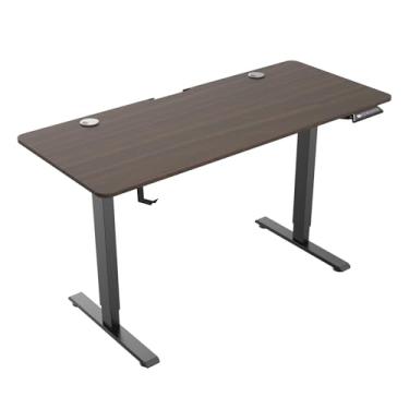 Imagem de Wejviubm Mesa de pé ajustável em altura elétrica, estação de trabalho ergonômica para computador (marrom rústico, 139,7 cm)