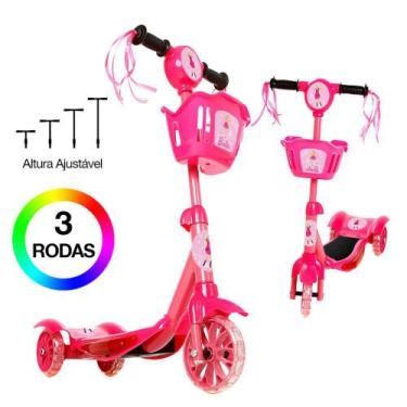 Imagem de Brinquedo Patinete Infantil Barbie Rosa 3 Rodas Luz E Som - DM Toys