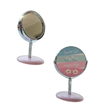Imagem de Espelho de Mesa Giratorio 360º para Maquiagem 15cm - Mundial, Rosa