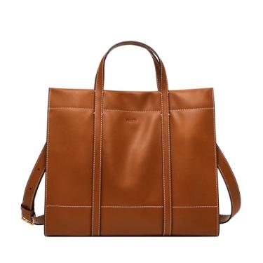 Imagem de Fossil Bolsa feminina feminina Carmen Leather Shopper, Brandy, 12.13"L x 4.75"W x 10.38"H
