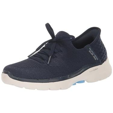 Imagem de Skechers Tênis feminino sem cadarço Go Walk 6-Lovely Day, Azul marinho/azul, 6