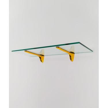 Imagem de Prateleira Grande De Vidro Com Suporte Dourado - Inova Decor