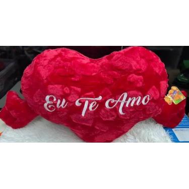 Imagem de Coração de Pelúcia Almofada 70cm (F6850 )Com Mãos Eu Te Amo Presente -