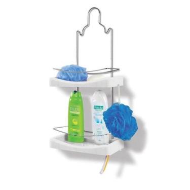Imagem de Suporte para Shampoo Prateleira Duplo Niquelart - Cromado e Branco