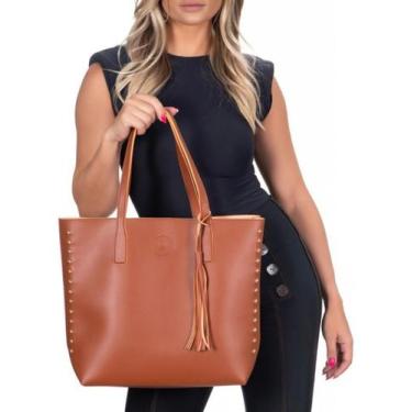 Imagem de Bolsa Feminina de Ombro Saco Shopping - Jpbags, Caramelo