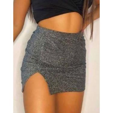 Imagem de Saia com fenda lateral, tecido suplex - BOUTIQUE DONNA AMORA, Lurex, Ú