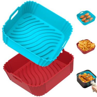 Imagem de Forros de silicone para airfryer da Redfly, forros de airfryer quadrados de 23 cm, forros de silicone para airfryer reutilizáveis para 6-8 L, substituição de acessórios de airfryer para papel manteiga