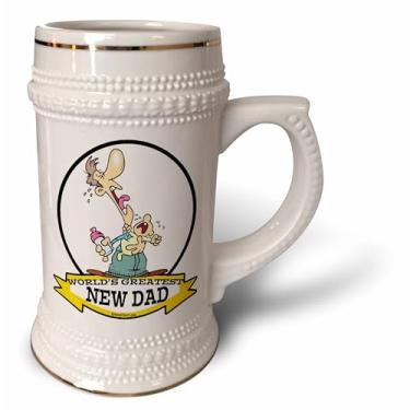 Imagem de 3dRose Caneca caneca, Funny Worlds Greatest New Dad Cartoon - 510 g, 650 ml, branca