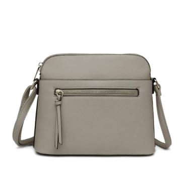 Imagem de LA TERRE Bolsa transversal pequena, bolsa de ombro com zíper e alça ajustável, Off-white, Small