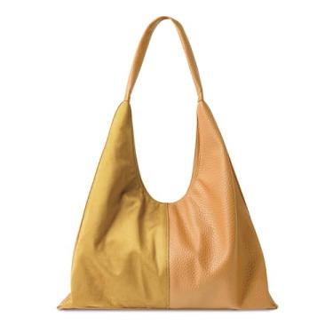 Imagem de Viva Terry Bolsa de ombro Hobo de camurça macia de couro vegano grande despojado com alça superior, B1 - Amarelo, 16.73"(L) x 4.13"(W) x 10.43"(H)