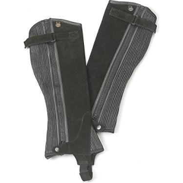 Imagem de Artist Unknown Ovation Bota de equitação feminina, de camurça canelada, durável, leve, ajustável, respirável, para equitação, meia folha, preta, grande