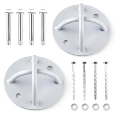 Imagem de SKYPHAROS Suporte X de âncora de teto, 2 peças de aço inoxidável para treinamento x suporte - 453 kg de suspensão segura para treinador de teto, suporte de parede para anéis de ginástica, balanços de