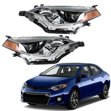 Imagem de Substituição do conjunto do farol para farol de halogêneo Toyota Corolla 2014 2015 2016 par de faróis dianteiros lado do motorista e do passageiro (esquerda e direita)
