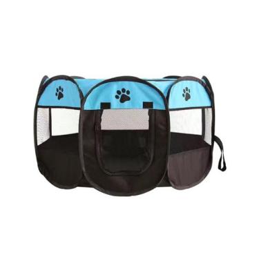 Imagem de Cercado Pet Dobrável Cercadinho Cães Gatos 73 x 43cm Azul - ATMX