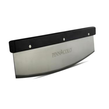 Imagem de PINNACOLO Cortador de balanço afiável de 50 cm com topo de madeira – Lâmina de aço inoxidável premium para cortar e fatiar legumes, carne e pizza