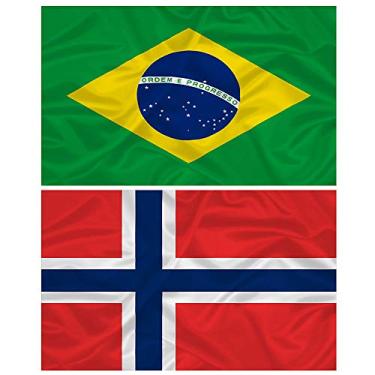 Imagem de Bandeira da Noruega + do Brasil 145cm x 90cm da Marca Minha Bandeira - Dupla Face