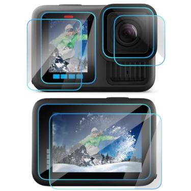 Imagem de ADQQUI Protetor de tela compatível com GoPro HERO13, filme LCD frontal de vidro temperado + protetor de lente de vidro temperado (embalagem com 6)