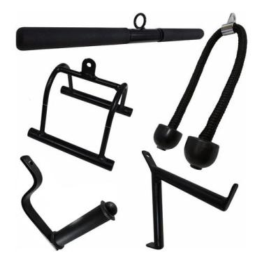 Imagem de Puxador Musculação Kit Crossover Academia Completo 5 Peças - FamaFit