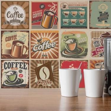 Imagem de Adesivo de Azulejo Vintage Coffee Cozinha 10x10cm 100un - Quartinhos