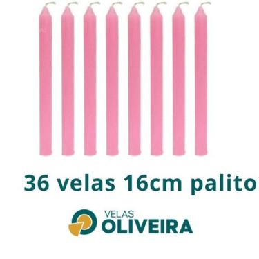 Imagem de Vela Palito Rosa 36 Unidades 16cm 15,8 - (Por Kilo) 100% Parafina - Ve