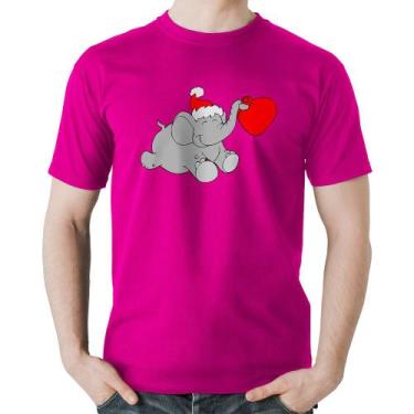 Imagem de Camiseta Algodão Elefante Noel - Foca na Moda, Rosa, M