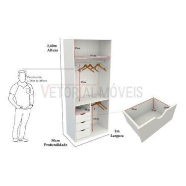 Imagem de Armário Cabideiro Gaveta Misto M50 100%mdf Closet Loja Arara - VETORIA