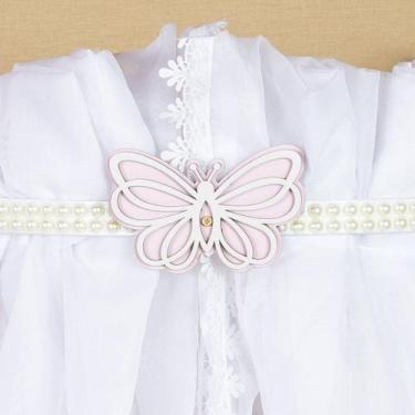 Imagem de Mosquiteiro de Voil Dossel de Parede Borboleta Perola Bege - Amora Cas