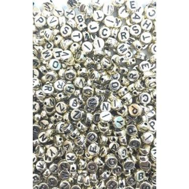 Imagem de Letrinhas redonda Douradas com letras pretas - Artesanatos 