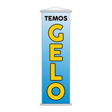 Imagem de Banner Temos Gelo Bebidas Serviço Lona 100x30cm - PlimShop