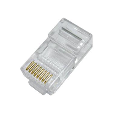 Imagem de Plug Conector Modular RJ45 Macho CAT.5e Para Cabo Solido e Flexivel So