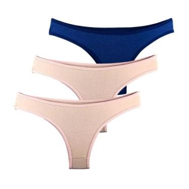Imagem de Kit 3 Calcinhas Tanga Try Basics Algodão Cotton Básica Lisa Moda Linge