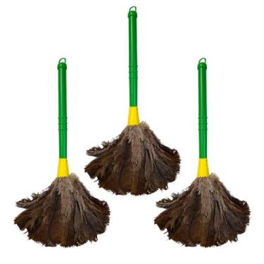 Imagem de Kit 3 Espanador De Pó Penas De Avestruz  Tira Poeira 38 Cm - Duster