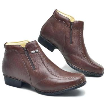 Imagem de Botina Masculina Couro Conforto Zíper Costuras Costurada - ClaCle, 39,