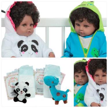 Imagem de 2 Boneca Reborn Gêmeos Menina Menino Com Pelúcia e Itens - Cegonha Reb