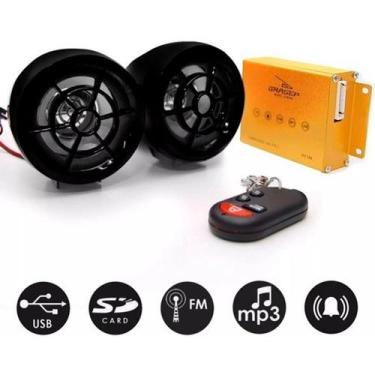 Imagem de Alarme Som para Moto Caixa de Som MP3 USB Player Áudio Trava Controle 