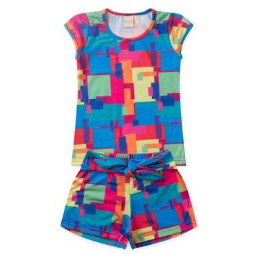 Imagem de Conjunto Curto Menina Blusa e Shorts Colorido - Molekada, 12