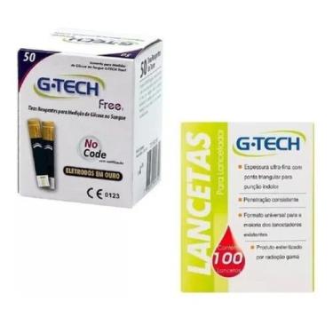 Imagem de 50 Tiras De Glicemia Free + 100 Lancetas - G-Tech