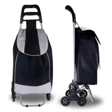 Imagem de Carrinho De Compras Feira Dobrável C/ Rodas Suporta 30 Kg  Rodinhas Tr