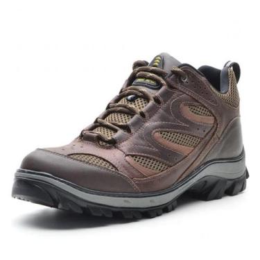 Imagem de Tênis Adventure Pierrô cano curto couro legítimo cor marrom, 35, Marro