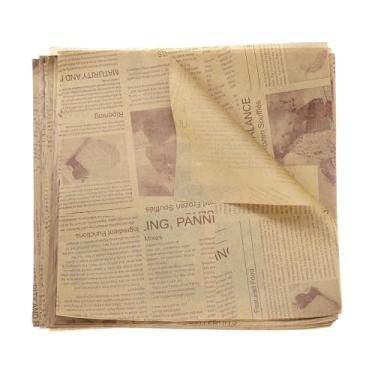 Imagem de HARFINGTON 200 folhas de papel encerado, folhas quadradas, 22 x 22 cm, papel de embrulho de alimentos estilo jornal antigo, para sanduíche, forros, cesta de piquenique, pão, hambúrguer, cozinha