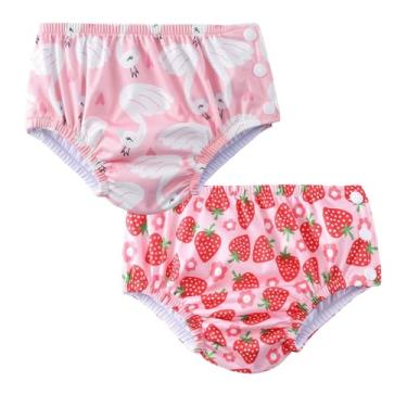 Imagem de Acqua di Mare kit c/2 Biquini com Fralda Reutilizável de Piscina para Bebê Menina 6 a 24 meses (Moranguinho e Flamingo, 18 meses)