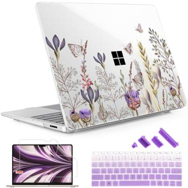 Imagem de May Chen Capa compatível apenas com Microsoft Surface Laptop 7 Windows PC 2024+ de 13,8 polegadas com CPU ARM e Copilot+ alimentado por IA, capa rígida de plástico com capa de teclado, plantas de