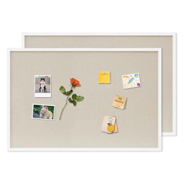 Imagem de DAHAPYBOO Quadro de cortiça com 2 pacotes de linho branco, quadro de avisos 91 cm x 61 cm para decoração de quadro de mensagens ou quadro de visão.