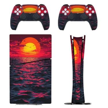 Imagem de Skin for PS5 Slim Digital Edition, capa adesiva para console e controle PlayStation 5, película protetora removível fácil de envolver acessórios para jogos, decalque capa completa - padrões artísticos