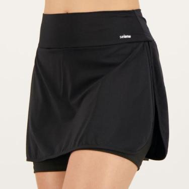 Imagem de Shorts Saia Selene Fitness Feminino Preto, GG