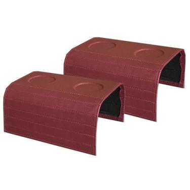 Imagem de Kit 2 Bandejas Sintética Porta Copos Para Braço de Sofá Vermelho - Ban