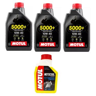 Imagem de Kit Troca De Óleo 3 Motul 5000+ 10W40 4T + 1 Motocool 1L Amarelo R3 Mt03