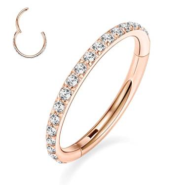 Imagem de PEAKLINK 20G 18G 16G 14G CZ/Opala Aço Inoxidável Sem Costura Articulada Segmento Anel de Piercing para Cartilagem de Concha de Septo Helix 6/7/8//9/10/12 mm